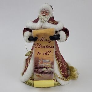 Thomas Kinkade Tree Topper Santa Claus with Scroll Ashton Drake Shelf Sitter
